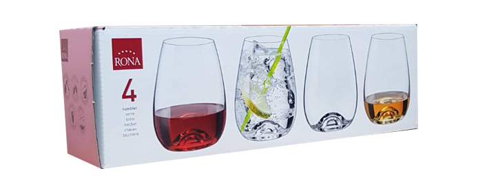 RONA Drink Master 專業無梗 O 型波爾多杯 460ml 原廠4入彩盒